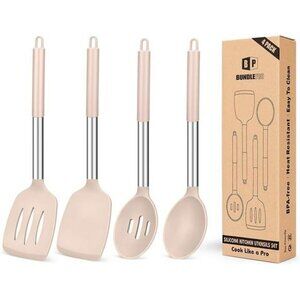 Silicone Cooking Utensils Set Heat Resistant Spatulas Slotted Spoons for Kitchen